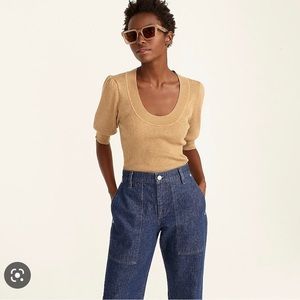 J. Crew Silk Blend Puff Sleeve Sweater Top